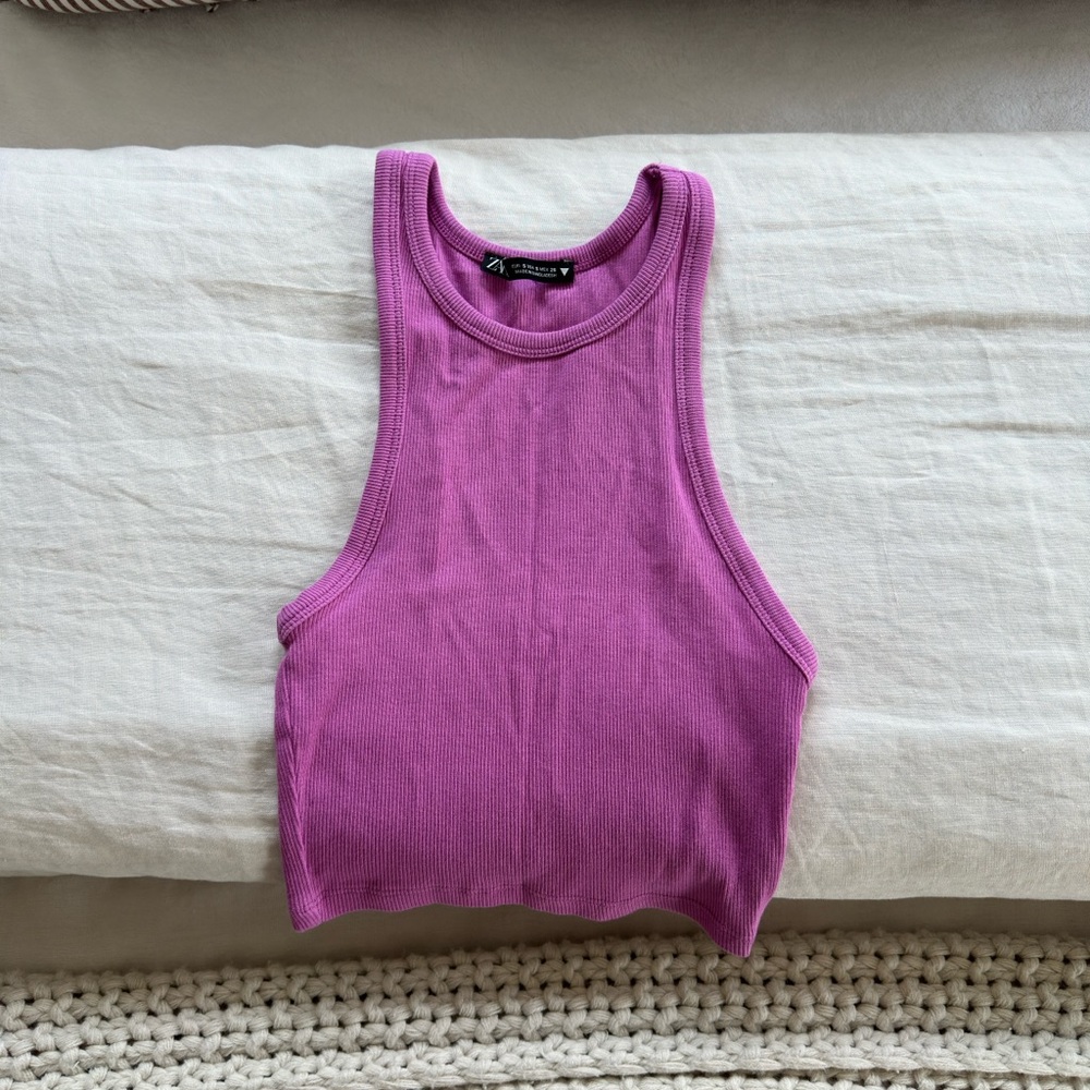 Zara Pink Cropped Tank, size S